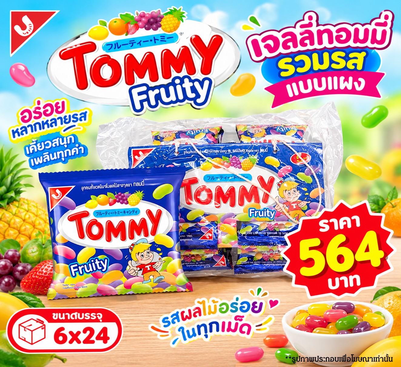 เจลลี่ ทอมมี่รวมรส(แบบแผง)