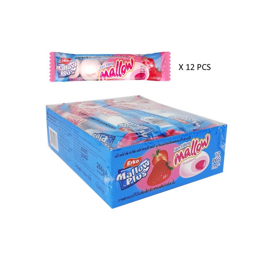 เออโก้ แมลโลว์พลัส สอดไส้รสสตรอเบอร์รี่