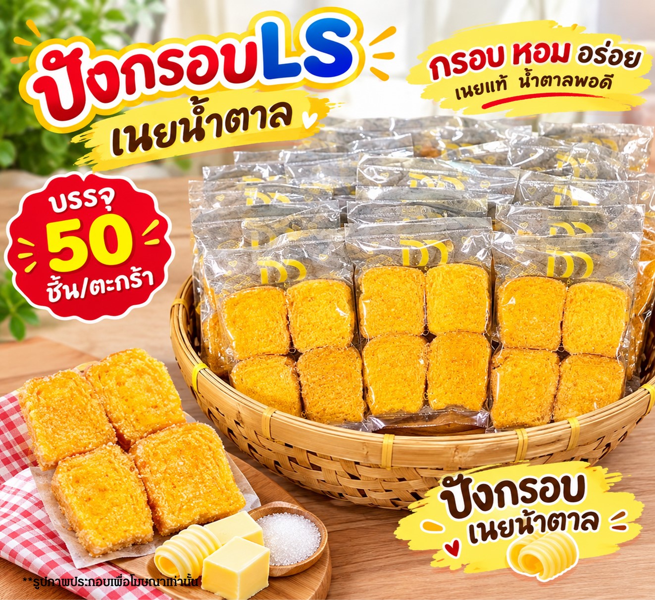 ปังกรอบLS(เนยน้ำตาล)